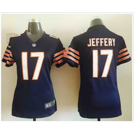 Women Nike Bears #17 Alshon Jeffery Navy Blue Team Color Stitched NFL Elite Jersey